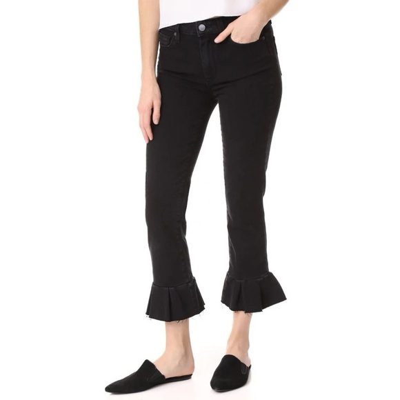 Paige | Black Rafaella Joannie Raw Hem Cropped Jeans, Size 27 - Picture 2 of 9